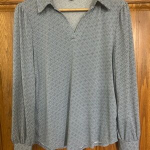 Adrianna Papell Blue Patterned Blouse